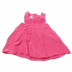 未使用 baby Dior ベイビーディオール シルク100％ ノースリーブ チュニック ワンピース ロゴ レース フレア カットソー 3M ピンク キッズ 古着 中古 USEDのサムネイル