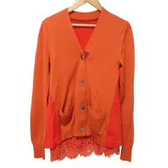 美品 sacai サカイ レースレイヤード ニット カーディガン 18-03977 サイズ1 オレンジ  レディース 古着 中古 USEDのサムネイル