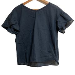 良品 BLUE LABEL CRESTBRIDGE ブルーレーベルクレストブリッジ バックリボン フレアスリーブ 半袖 ブラウス サイズ38 ネイビー レディース 古着 中古 USED