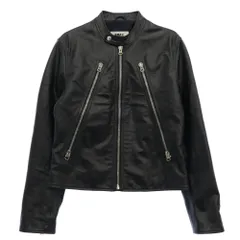 MAISON MARGIELA メゾンマルジェラ 20SS S52AM0146 MM6 エムエムシックス 八の字 ライダース シングル レザー ジャケット ダークネイビー系 42【中古】のサムネイル