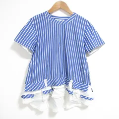 良品 sacai サカイ フリル ストライプブラウス 18-04054 サイズ2 ブルー レディース 古着 中古 USEDのサムネイル