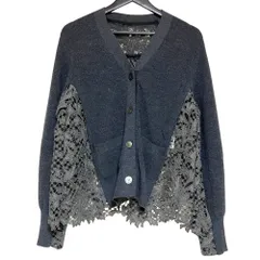 美品 Sacai サカイ レースドッキング 長袖 Vネック リブニットカーディガン 22-06229 サイズ1 グレー レディース 古着 中古 USEDのサムネイル