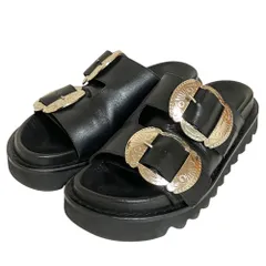 美品 TOGA PULLA トーガ プルラ レザー コンチョダブルバックル スライドサンダル AJ1209 サイズ38 24.5cm相当 ブラック レディース 古着 中古 USEDのサムネイル