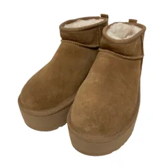 美品 UGG アグ クラシック ウルトラ ミニ プラットフォーム 厚底 軽量 アンクルカット ムートンブーツ 1135092 サイズ26cm ブラウン レディース 古着 中古 USEDのサムネイル