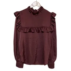 良品 See by Chloe シーバイクロエ フリル サテン ボウタイ ロングスリーブ ブラウス 34 ボルドー レディース 古着 中古 USEDのサムネイル