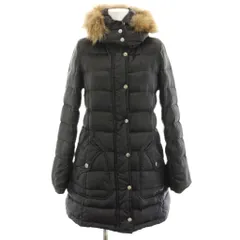 バーバリーブルーレーベル BURBERRY BLUE LABEL ダウンコート アウター フード ラクーンファー 裏地チェック柄 38 黒 ブラック E1A50-690-09 /YTのサムネイル