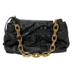 美品 ZANCHETTI ザンケッティ AMLETO CHAIN PUFFY ACPU 716 レザー アムレット チェーン パフィ ショルダーバッグ ブラック レディース 古着 中古 USEDのサムネイル