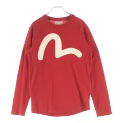 EVISU (エビス) フロントロゴデザイン クルーネック カットソー 長袖Tシャツ レッドのサムネイル