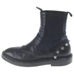BALENCIAGA (バレンシアガ) ブローグ ジャイアント メダリオン レザー チェルシー サイドゴア ショートブーツ ブラック レディース 477159のサムネイル