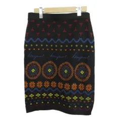 デシグアル Desigual スカート ウール L 黒 ブラック エスニック柄 幾何学模様 膝丈 /RY ■GY49のサムネイル