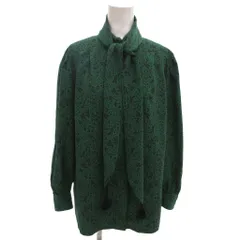 ダナパリ DANAPARIS タイカラーシャツ ブラウス 9 緑 グリーン 黒 ブラック ボウタイ 総柄 長袖 /MX ■GY99のサムネイル