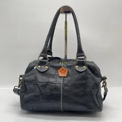 BN9793□Ain Soph アインソフ 2WAY バッグ ショルダーバッグ ブラック 本革 型押しデザインのサムネイル