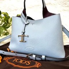 【極美品】TOD'S トッズ　Tタイムレス　マイクロ　レザー　ショルダーバッグ　ハンドバッグ　ライトブルーのサムネイル