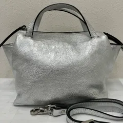 7318　【美品】　GIANNI CHIARINI　ジャンニキャリーニ　ジャンニキアリーニ　2way　ショルダーバッグ　ハンドバッグ　オリガミ　ORIGAMI　シルバー　レザー　レディースのサムネイル