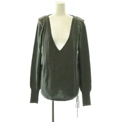 ザディグ エ ヴォルテール ZADIG & VOLTAIRE スタッズ ニット セーター カシミヤ 深Vネック 長袖 M グレー /HS ■OSのサムネイル