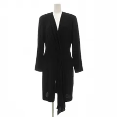 ダナキャラン DONNA KARAN カーディガン ロング丈 薄手 6 黒 ブラック 長袖 Vネック ドレープデザイン /SX ■GY06のサムネイル
