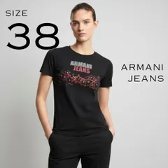 【美品】ARMANI JEANS アルマーニジーンズ イタリア製 Y2K コットン製 メタリック星柄 ロゴTシャツ 38(S) 黒ブラック 【古着】【中古】【送料無料】のサムネイル