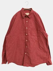 Eddie Bauer エディーバウアー シャツ/ブラウス L レッド コットン チェック柄 ミドル丈 長袖 ボタンダウン メンズのサムネイル
