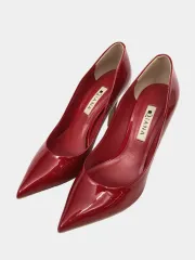 DIANA ダイアナ パンプス 23 レッド エナメル 無地 ピンヒール ポインテッドトゥ ストラップなし レディースのサムネイル