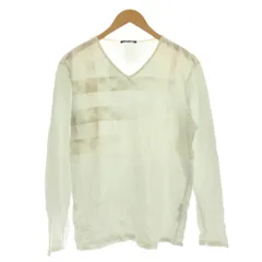 バーバリー ロンドン BURBERRY LONDON Vネック カットソー Tシャツ 長袖 チェック L 白 ライトブルー A1P12-304-01 /☆Gのサムネイル