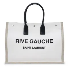 サンローランパリ 509415 リヴ ゴーシュ レザー コーテッドリネン ホワイトリネン ブラック トートバッグ シルバー金具 SAINT LAURENT PARIS（未使用　展示品）のサムネイル