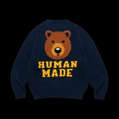 HUMAN MADE ヒューマンメイド クマ ラグラン ニット セーター ネイビーのサムネイル