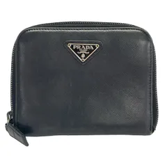 PRADA(プラダ) 2つ折り財布 - 黒 ラウンドファスナー レザーのサムネイル