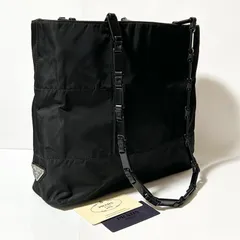 美品 PRADA プラダ プラスチックチェーン 三角 ロゴ プレート ポコノ ナイロン レザー ショルダーバッグ ブラックのサムネイル