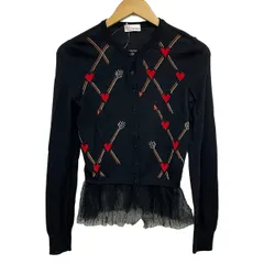 RED VALENTINO(レッドバレンチノ) カーディガン サイズXS レディース美品  - 黒×レッド×オレンジ 長袖/ハート/レースのサムネイル