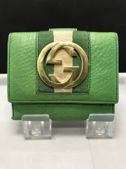 GUCCI　グッチ　三つ折り財布　インターロッキングG　ウェブストライプ　グリーン系　2979のサムネイル