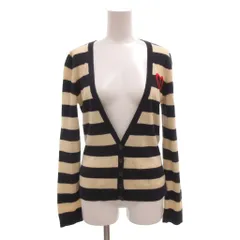 ダイアンフォンファステンバーグ DIANE von FURSTENBERG カーディガン 絹 シルク S ベージュ 紺 ネイビー ボーダー柄 長袖 Vネック /NLのサムネイル