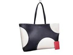 VALENTINO GARAVANI ヴァレンティノ ガラヴァーニ トートバッグ ロックスタッズ ブラック アイボリー レザー レディース 美品のサムネイル