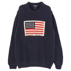 RALPH LAUREN ラルフローレン KR-MJ-BW-2050 星条旗 コットン ニット セーター ネイビー系 M【中古】のサムネイル