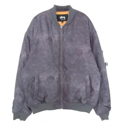 STUSSY ステューシー USED加工 ジップアップ MA-1 エムエーワン フライト ジャケット グレー系 L【極上美品】【中古】のサムネイル