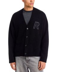 リプレゼント メンズ アウター カーディガン リラックスフィット ウール ロゴ Represent Relaxed Fit Alpaca Wool Blend Logo Cardigan Black