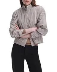 ラグアンドボーン レディース トップス シャツ コットン rag bone Dustin Cotton Poplin Shirt Olive Stripe オリーブのサムネイル