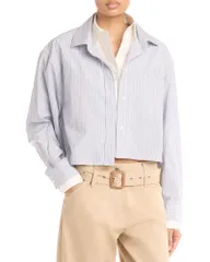 アクネ ストゥディオズ レディース トップス シャツ コットン Acne Studios Cotton Colla red Button Up Shirt BlueWhite ホワイトのサムネイル