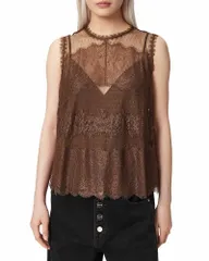 オールセインツ レディース トップス シャツ レース ALLSAINTS Clara Lace Top Bitter Brown ブラウンのサムネイル