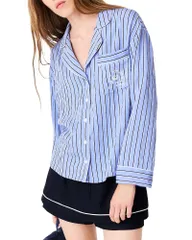 マージュ レディース トップス シャツ Maje Cyjama Crinkled Button Front Shirt Blue ブルーのサムネイル