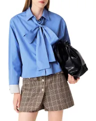 マージュ レディース トップス シャツ コットン Maje Cotton Bow Tie Shirt Blue ブルーのサムネイル