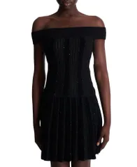 バルマン レディース トップス シャツ ニット Balmain Off The Shoulder Glitter Knitop Black ブラックのサムネイル