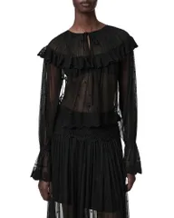 オールセインツ レディース トップス シャツ レース ALLSAINTS Trixie Lace Top Jet Black ブラックのサムネイル