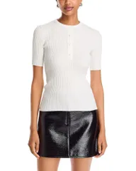 クレージュ レディース トップス シャツ リブニット コントラスト ニット Courreges Contrasted Vinyl Rib Knit Short Sleeve Top Heritageのサムネイル