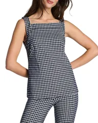 スパンク レディース トップス タンクトップ SPANX Ponte Jacquard Square Neck Tank Timeless Navy Gingham ネイビーのサムネイル