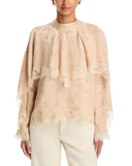 シー レディース トップス シャツ レーストリム レース Sea Shay Lace Trim Long Sleeve Top Nudeのサムネイル