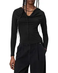 オールセインツ レディース トップス シャツ ALLSAINTS Hallie Long Sleeve Top Black ブラックのサムネイル