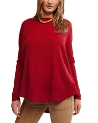 フリーピープル レディース アウター ニット・セーター Free People Latte Blues Thermal Sweaterichest Red レッドのサムネイル