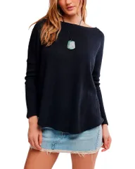 フリーピープル レディース アウター ニット・セーター Free People Latte Blues Thermal Sweater Black ブラックのサムネイル