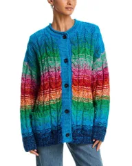 マザー レディース アウター カーディガン セーター ニット MOTHER The Biggie Cardigan Cableknit Sweater Blue Pink ブルーのサムネイル