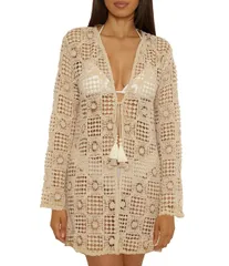 ラッキーブランド レディース トップス シャツ プリント Lucky Brand Verona Printed Crochetwisted Tassel Tie Frontunic Swim Coveのサムネイル